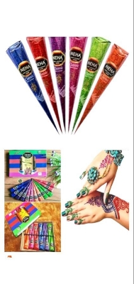 Picture of Neha Mehedi Mixed Colors Cones 6 Pieces