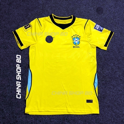 Picture of Brazil Home 2026 World cup Half Sleeve premium National Team Football Jersey (Logo Embroidery), Yellow