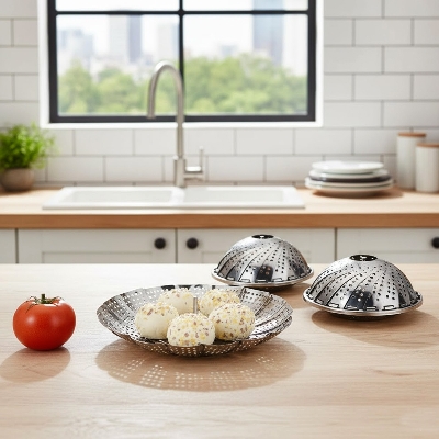 Picture of Multifunctional Stainless Steamer Food Strainer or momo or chicken  lotus steamer (23 cm)