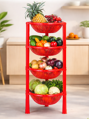 Picture of RFL 4 Step Round Vegetable Rack – Durable Kitchen Storage Stand