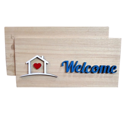 Picture of Classic Wooden Welcome Name Plate (Wood)