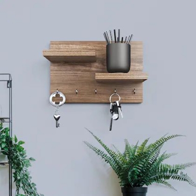 Picture of Wooden Shelf Key Holder (Wood, Dark chocolate)