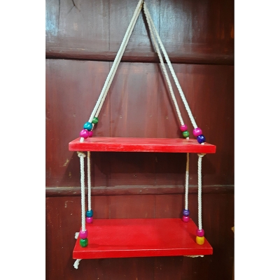 Picture of 2 Tier Red Colour Hanging Shelf For Home Decor (Red)