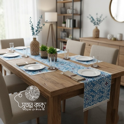 Picture of Aesthetic Table Runner / Artisan Woven 100% Cotton – Traditional Geometric & Floral Designs for Modern Dining Décor