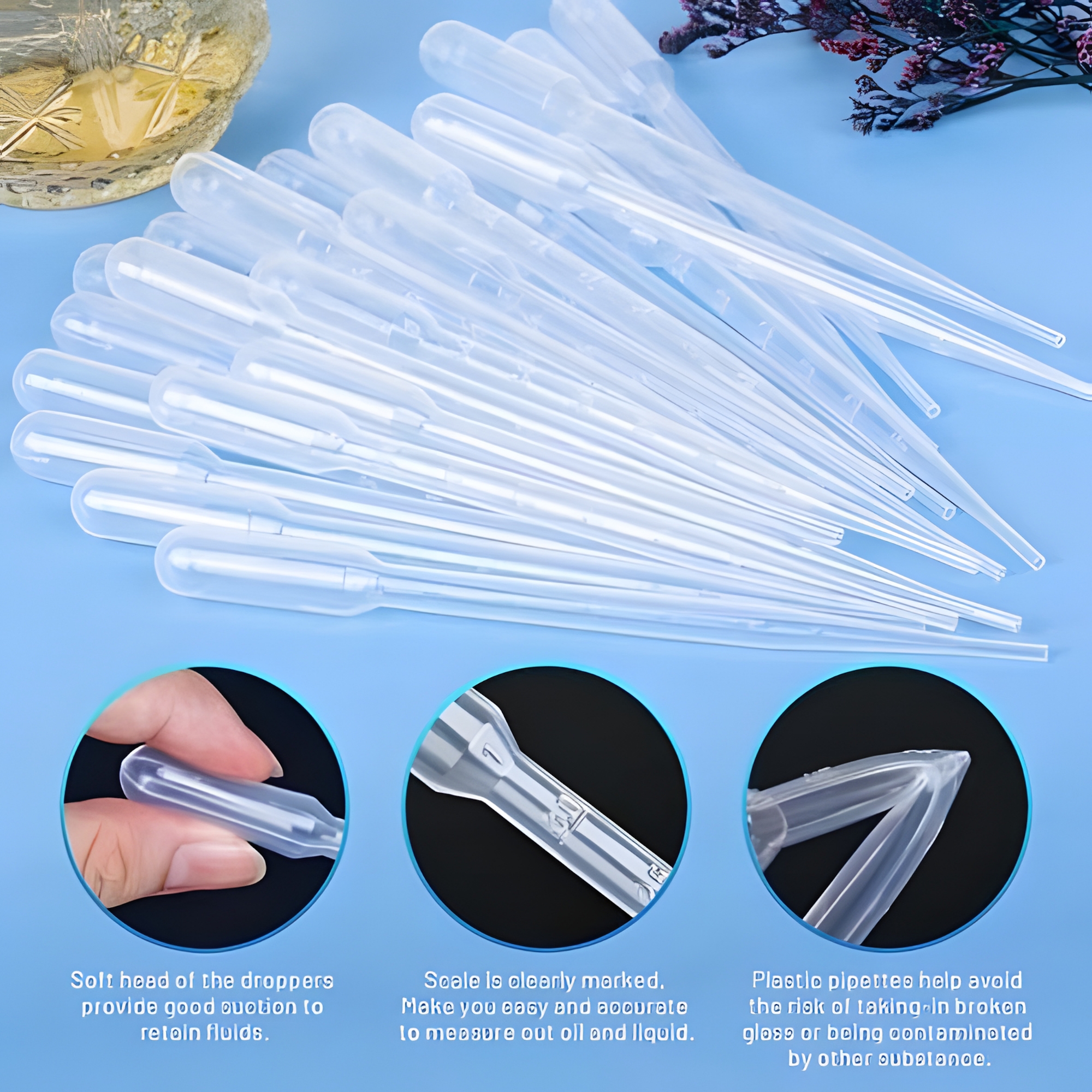 Picture of Plastic Dropper 3ml – 30 Pcs Pack | Measuring Dropper for Medicine, Oil, Serum & Minoxidil Use