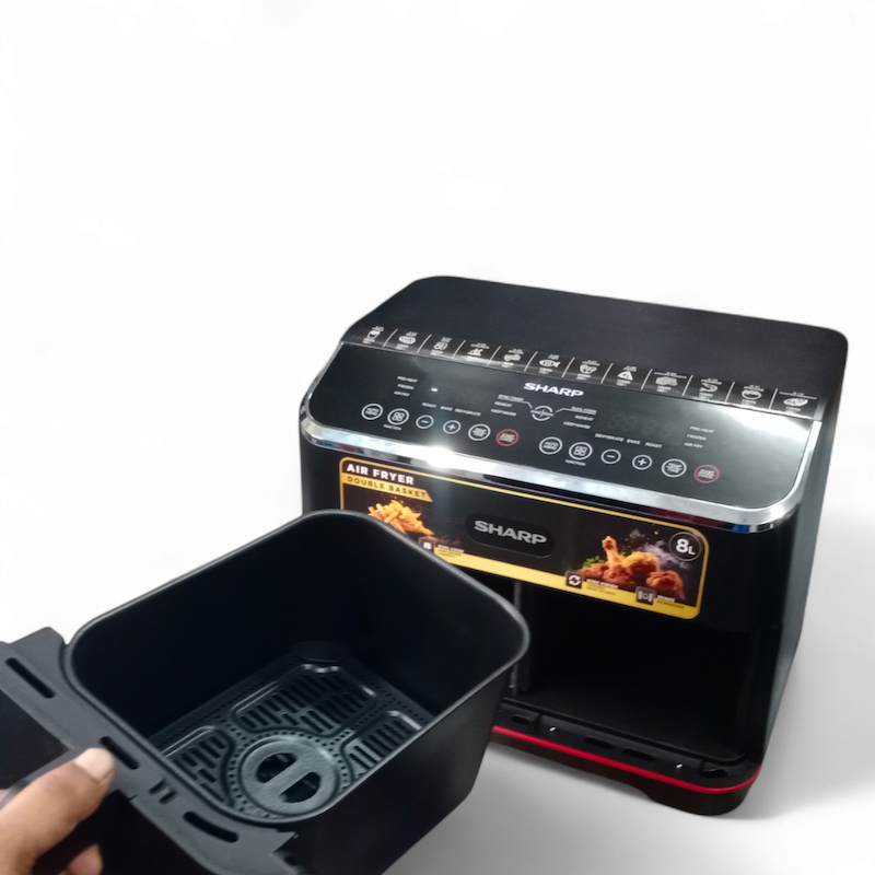 Picture of Sharp 8 Liter KF-DF80RT-K3 Double Basket Air Fryer, Black