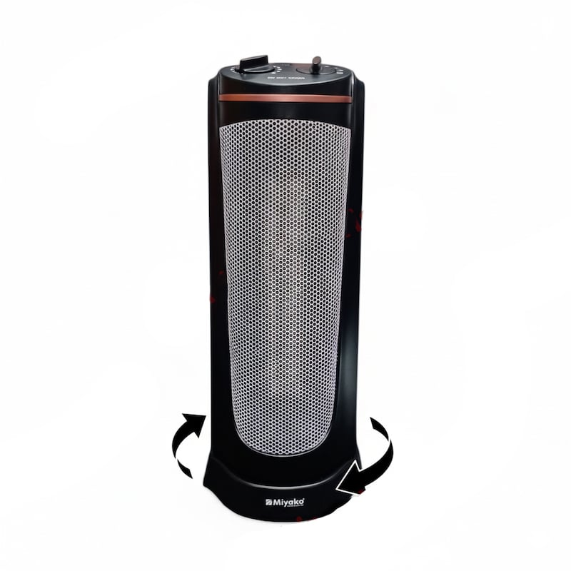 Picture of Miyako Electric Room Heater Safety Thermal Cutoff Device High Efficiency Heating Utilisation Energy Saving / Ptc Heater-2000 Watt 400 Sq Ft Heating Area--PTC-2068, Black