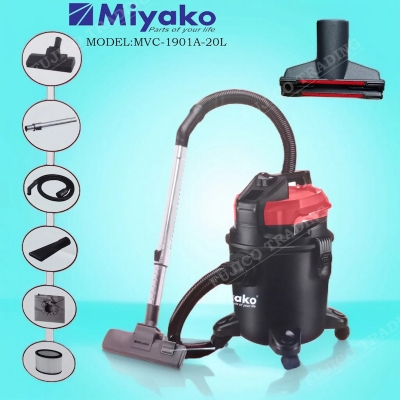 Picture of Miyako MVC-1901A-20L 1600 WATT 20 LTR 3 In 1 Wet/Dry/Blow Vacuum Cleaner, Black