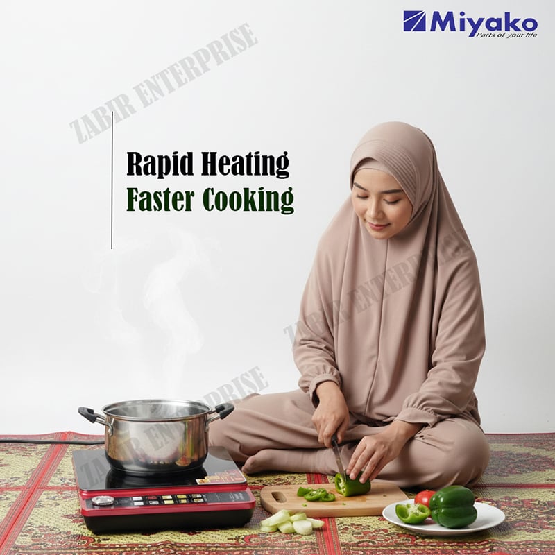 Picture of Miyako Infrared Cooker ATC-GL 100 IFA – Smokeless, Energy-Saving, 2200W, Rapid Heating, Healthy Cooking with Any Cookware, Red & Black
