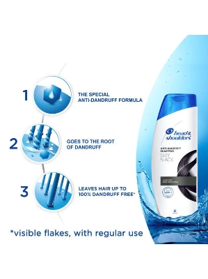 Picture of Head & Shoulders Silky Black Anti Dandruff Shampoo for Women & Men 340ML - Black