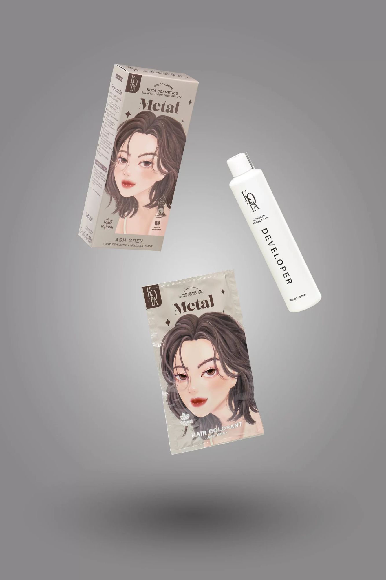 Picture of Kota Color Ash Grey Hair Color Cream - Grey