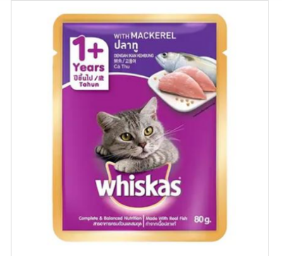 Picture of Whiskas Cat Food Mackerel Flavor - 80gm - 85