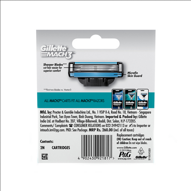 Picture of Gillette Mach 3 Manual Shaving Razor Blades - 2s Pack (Cartridge)