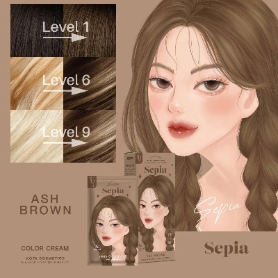 Picture of Kota Color Cream Hair Dye Ash Brown Hair Color - Multicolor
