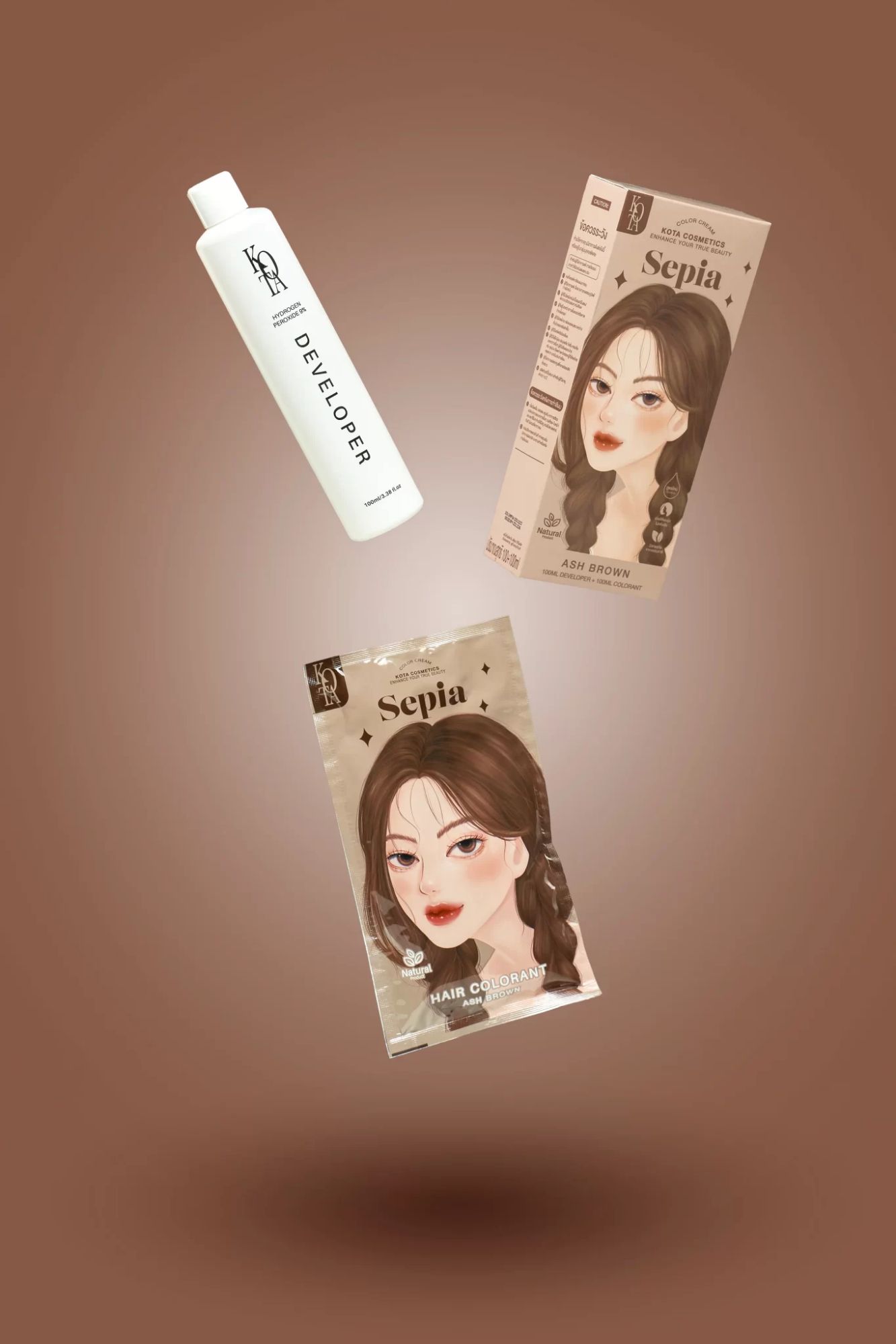 Picture of Kota Color Cream Hair Dye Ash Brown Hair Color - Multicolor
