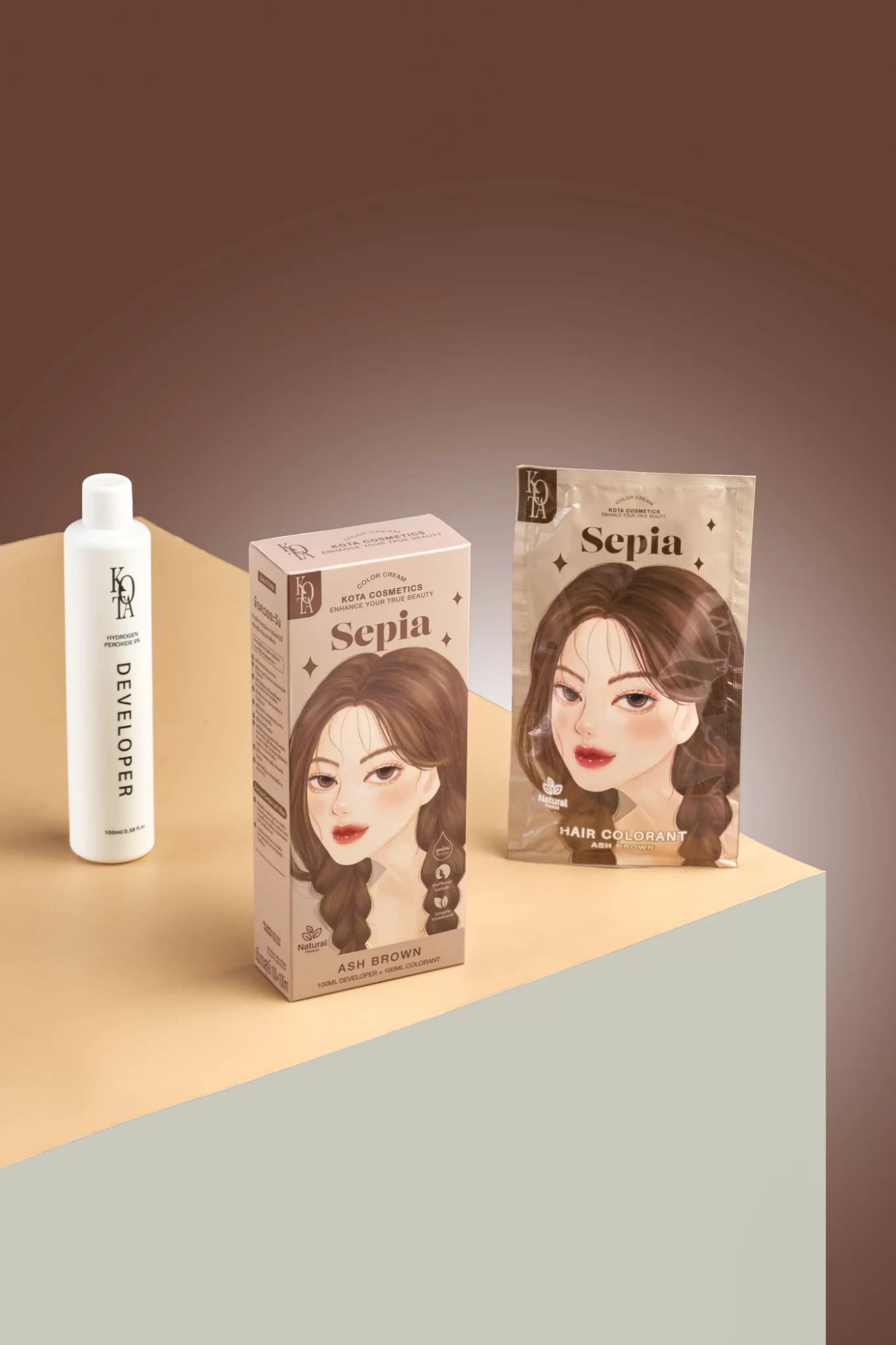 Picture of Kota Color Cream Hair Dye Ash Brown Hair Color - Multicolor