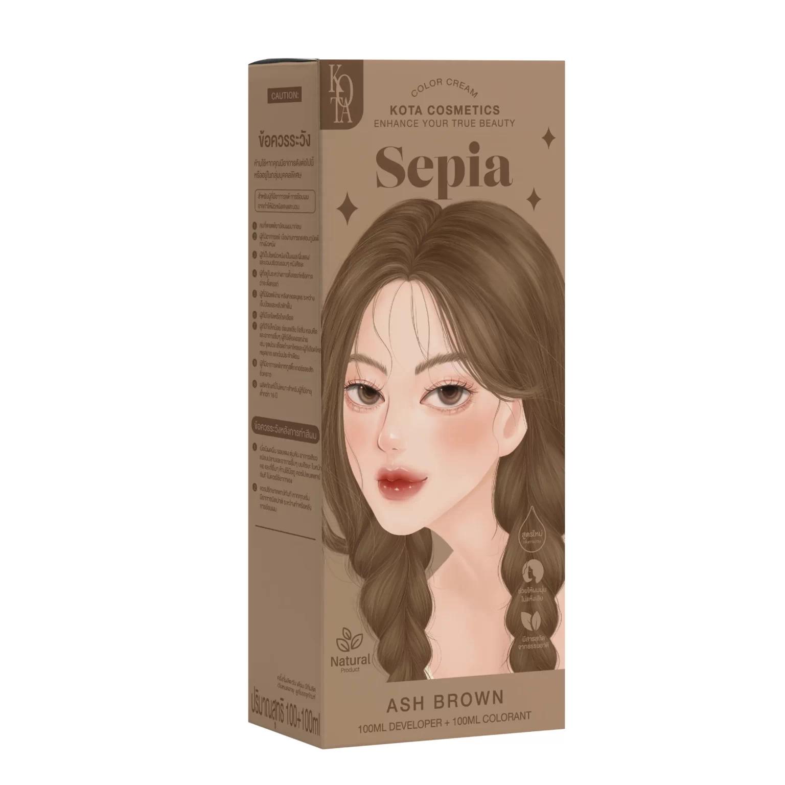 Picture of Kota Color Cream Hair Dye Ash Brown Hair Color - Multicolor