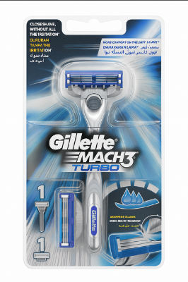 Picture of Gillette Mach3 Turbo Shaving Razor Handle + 2 Blade Refills
