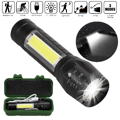 Picture of Mini LED Flashlight Torch zoomable - Black