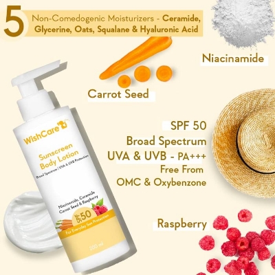 Picture of WishCare Sunscreen Body Lotion SPF 50 PA+++, 200 ml - Multicolor