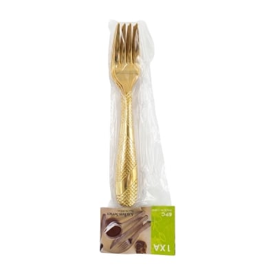 Picture of 12-Pcs Set Golden Color Tea Spoon Set Stainless Steel (Tea Spoon 6-Pcs & Fork Spoon 6-Pcs)