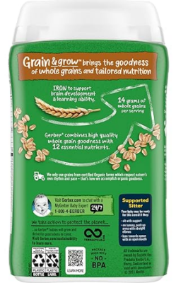 Picture of Gerber Organic Foods Grain & Grow Cereal-227g uk - 227