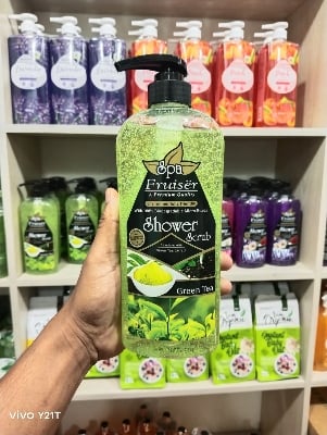 Picture of International Malaysian product Body wash Shower scrub SPA GREEN TEA used for male / female- 730 ml - Floral