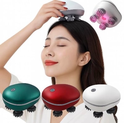 Picture of Electric Scalp Massager Portable Head Massager with Kneading 96 Massage Nodes, Handheld Head Scratcher Massager for Stress Relax and Pain Relief, Ideal Gifts for Women, Men - Multicolor