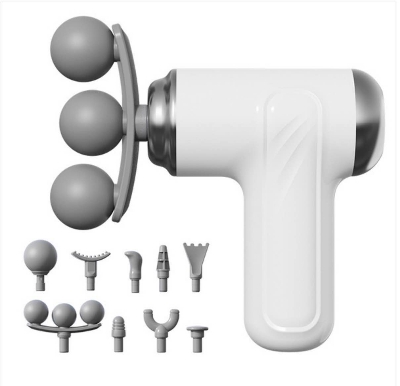 Picture of Cross-Border 3-Head Fascia Gun 9-Head Interchangeable Body Massager Deep Hitting Muscle Relaxation Shoulder, Waist and Back Massager - Multicolor