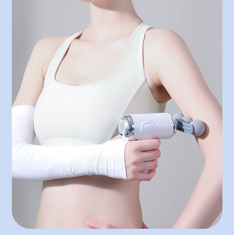 Picture of Cross-Border 3-Head Fascia Gun 9-Head Interchangeable Body Massager Deep Hitting Muscle Relaxation Shoulder, Waist and Back Massager - Multicolor