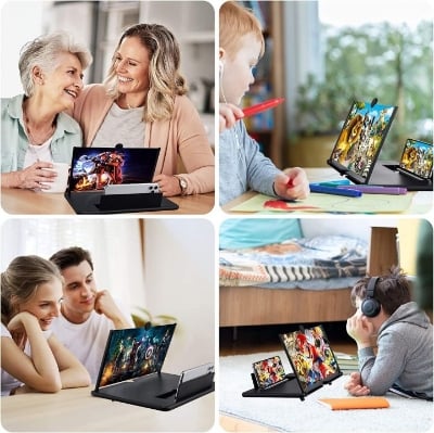 Picture of 3D Mobile Phone Screen Amplifier Foldable Glass, Phone Holder, Movie/Video Magnifier for Smartphone Enlarged Screen - Multicolor