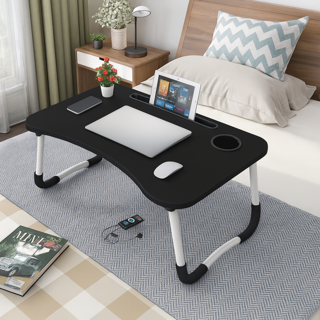 Picture of Foldable Home Laptop Notebook Stand/Desk Table For Study (With Drawer) Practical Study Table WithStorage