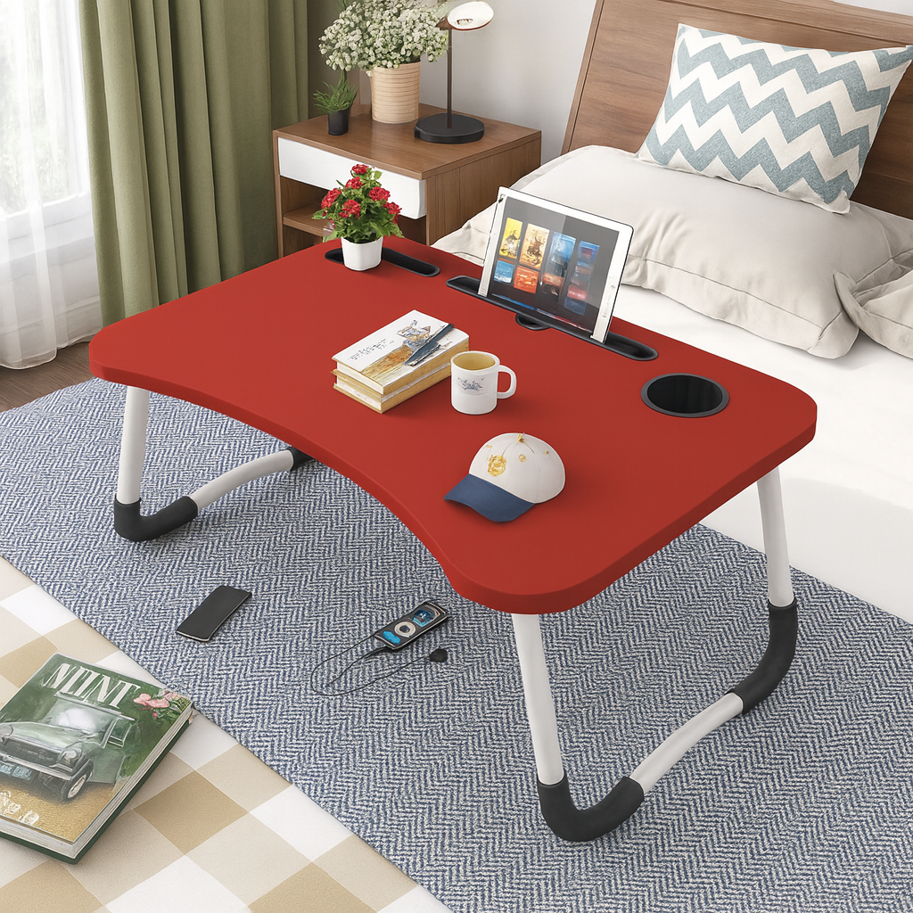 Picture of Foldable Home Laptop Notebook Stand/Desk Table For Study (With Drawer) Practical Study Table WithStorage