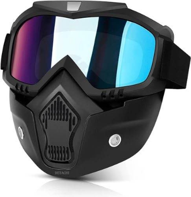 Picture of Modular Motorcycle Bike Riding Helmet. Helmet Face Cover -Reflective Multi or Mercury Glass for Biker.