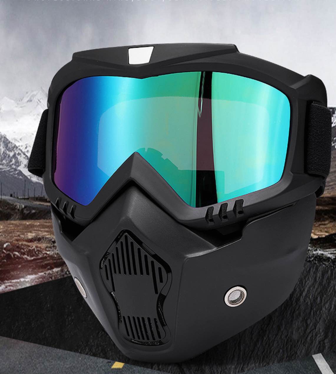 Picture of Modular Motorcycle Bike Riding Helmet. Helmet Face Cover -Reflective Multi or Mercury Glass for Biker.