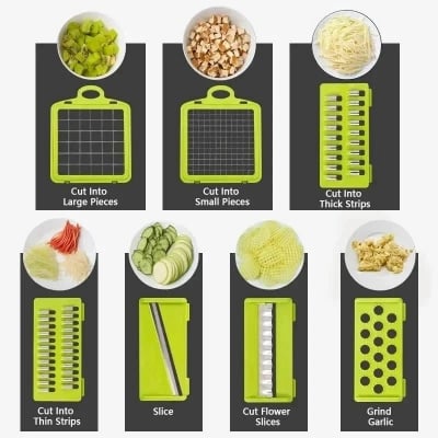 Picture of 16 in 1 Multifunction Vegetable Cutter with Squre Basket – Portable Chopper, Shredder & Grater for Quick Meal Prep - Multicolor