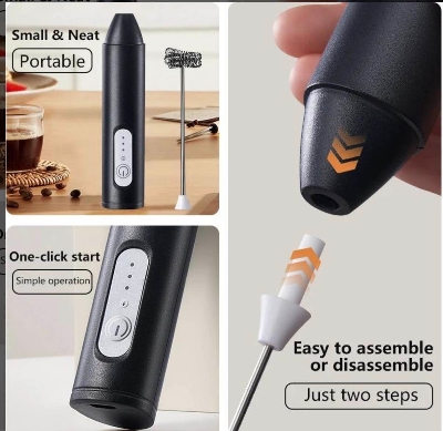 Picture of Rechargeable Portable Electric Egg Beater for Home Baking, Coffee, Cake Mixer, Handheld Cooking Stick, Handheld Type - Multicolor