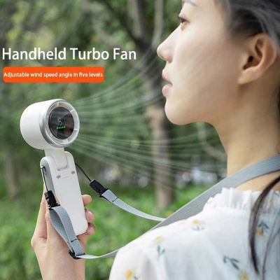 Picture of Turbo Fan HandheldRechargeable Fan Portable Mini Hand Fan USB Rechargeable Foldable Hanging Neck fanUSB Mini Portable Small Turbo Fan - Multicolor