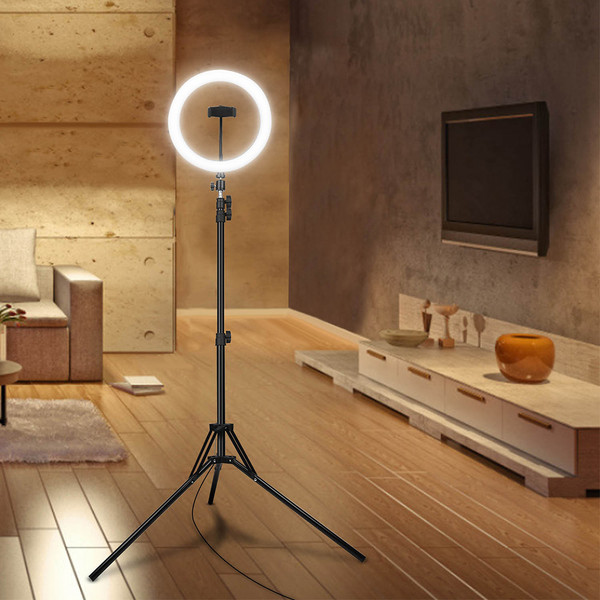 Picture of 10'' Ring Light with 7Fit Light Stand Photo Studio Camera Makeup for Smartphone YouTube Facebook live Video Black