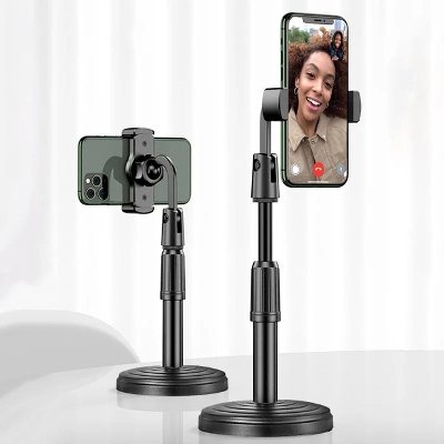 Picture of Desktop Mobile Phone Holder Stand 360 Rotate For Live Streaming Shoot Youtube Tiktok Video Round Base Smartphone Black