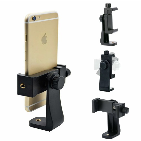 Picture of Tripod Mount Phone Clip Vertical Bracket 360 Degree Rotating Tripod Adapter Black