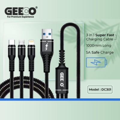 Picture of Geeoo 3 in1 Charging Data Cable DC-301 Black