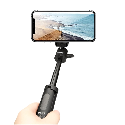 Picture of Jmary MT-19 Mini Tripod Stand with Universal Mobile Phone Holder and High quality aluminum alloy Ball-Head Black