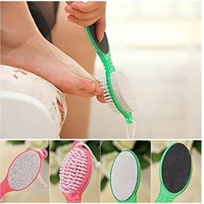 Picture of 4 In 1 Multi Use Paddle Brush Kit Tool, Cleanse, Scrub, File and Buff; for Feet, Hand, Toes, Nails Cleaning Brush (Colour May Vary) (Pack of 1)