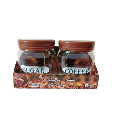 Picture of Glass Jar 2 Pieces Set So Keep Your Kitchen Organized And Elegant With This Set Of Glass Jars - Kitchen Jar Set