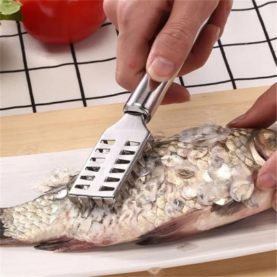 Picture of Stainless Steel Fast Cleaning Fish Scale Peeler Seafood Crackers Picks Fish Scaler Scraper Fish Skin Remover Tools