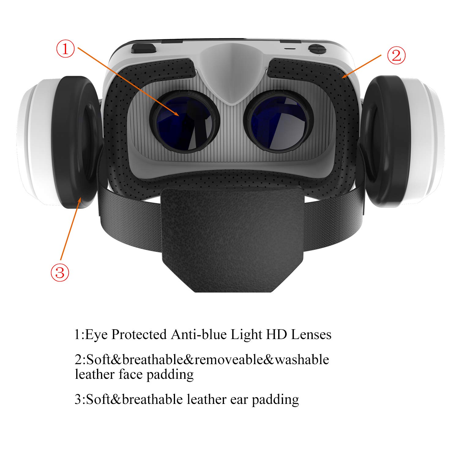 Picture of VR SHINECON SC-G04BS Bluetooth Headset Compatible with iPhone & Android Phone Virtual Reality White