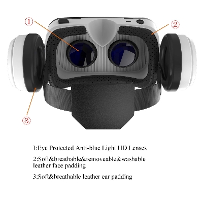 Picture of VR SHINECON SC-G04BS Bluetooth Headset Compatible with iPhone & Android Phone Virtual Reality White