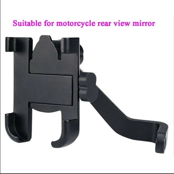 Picture of Mirror Motorcycle Mobile Phone Bracket Mountain Bike Aluminum Aloe Mobile Phone Holder Easy to Use and Maintain Black