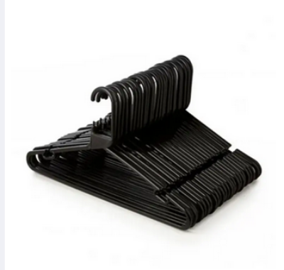Picture of Black Plastic Wardrobe Cloth Hangers,-12pcs - Black